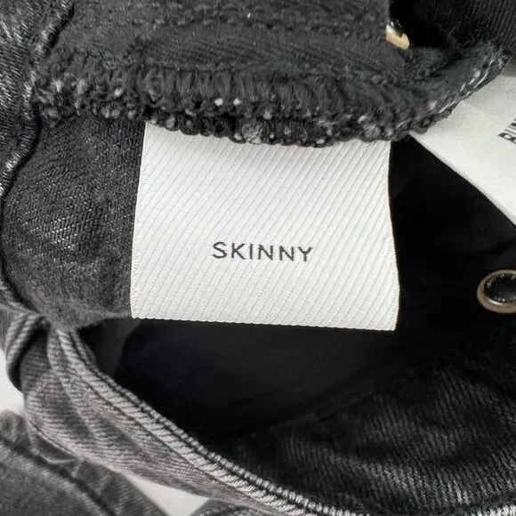 Burberry Women W30 Mid Rise Skinny Stretch Jeans Denim‎ Black Gray Wash Leather